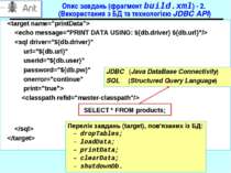 Опис завдань (фрагмент build.xml) - 2. (Використання з БД та технологією JDBC...