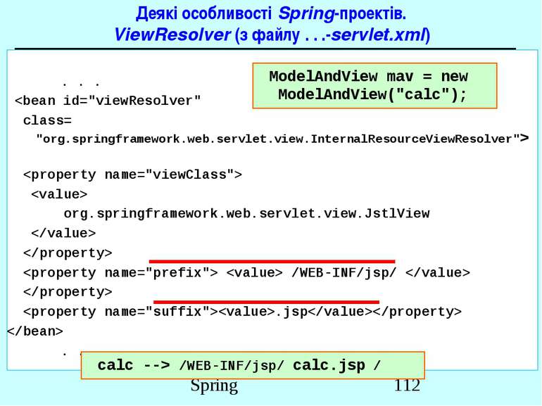 Деякі особливості Spring-проектів. ViewResolver (з файлу . . .-servlet.xml) ....