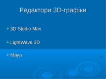 Редактори 3D-графіки 3D Studio Max LightWave 3D Maya