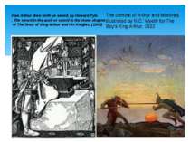 How Arthur drew forth ye sword, by Howard Pyle . The sword in the anvil or sw...