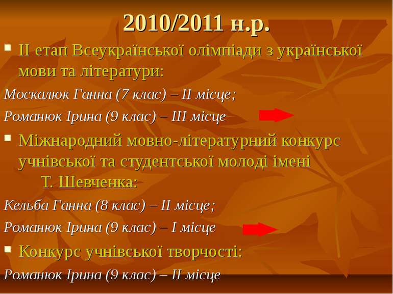 2010/2011 н.р. II етап Всеукраїнської олімпіади з української мови та літерат...