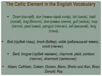 The Celtic Element in the English Vocabulary Down (пагорб), dun (темно-сірий ...