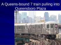 A Queens-bound 7 train pulling into Queensboro Plaza
