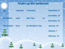 Make up the sentences We celebrate Christmas December,19 December, 25 Ukraini...