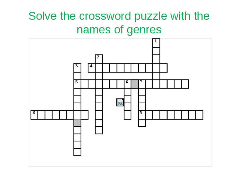 Solve the crossword puzzle with the names of genres