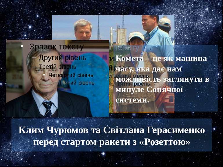 Клим Чурюмов та Світлана Герасименко перед стартом ракети з «Розеттою» Комета...