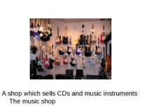 A shop which sells CDs and music instruments The music shop