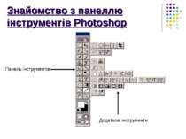 Знайомство з панеллю інструментів Photoshop Панель інструментів Додаткові інс...