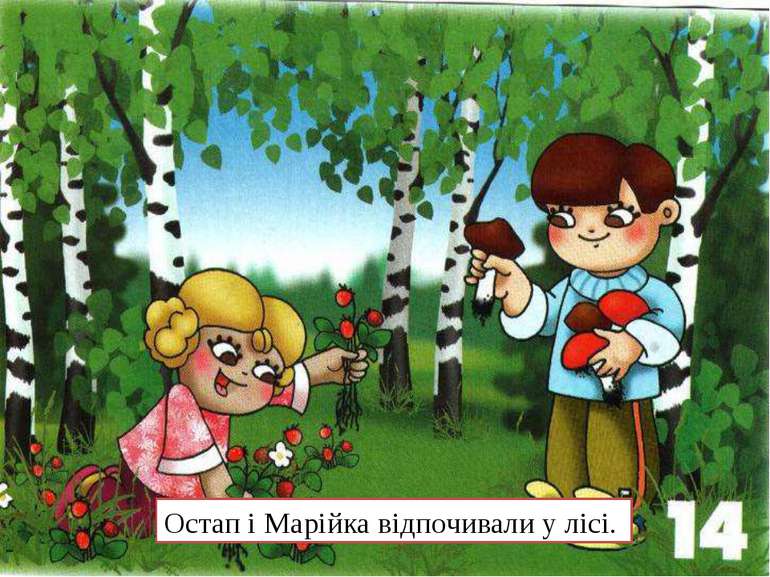 Остап і Марійка відпочивали у лісі.