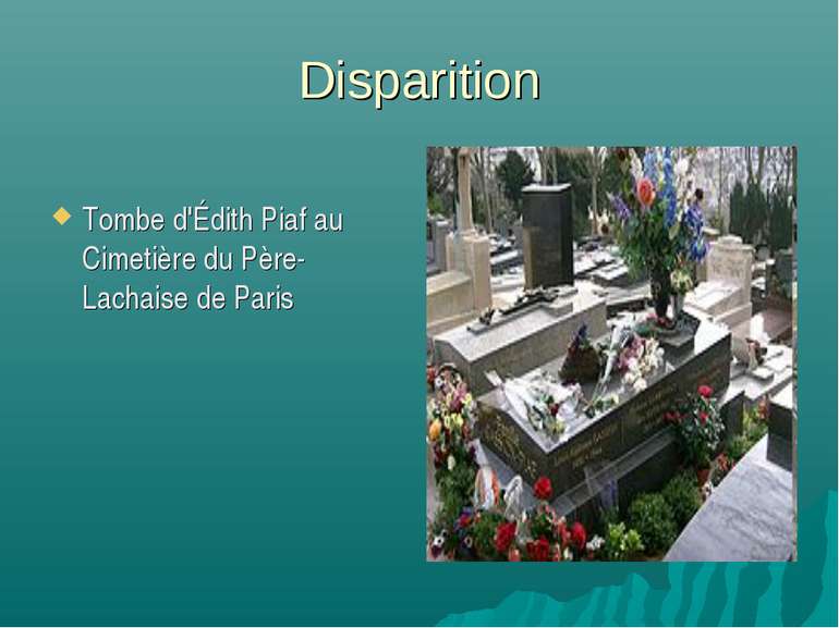 Disparition Tombe d'Édith Piaf au Cimetière du Père-Lachaise de Paris