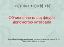 Обчислення площ фігур з допомогою інтеграла Воробйов Леонід Альбертович, учит...