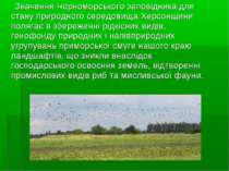 Значення Чорноморського заповідника для стану природного середовища Херсонщин...