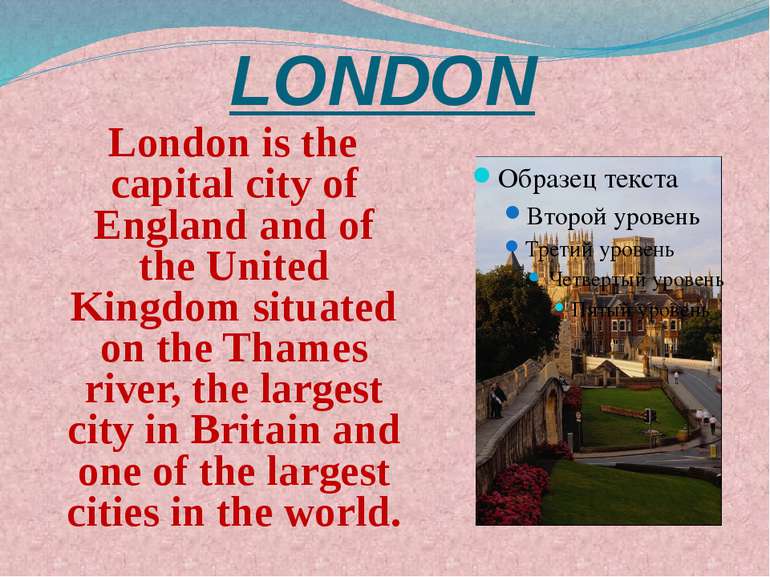 LONDON London is the capital city of England and of the United Kingdom situat...