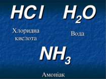 H2O Вода NH3 Амоніак HСl Хлоридна кислота