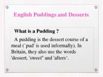 English Puddings and Desserts 