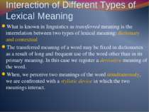Interaction of Different Types of Lexical Meaning What is known in linguistic...