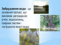 Забруднення води - це основний процес, що викликає деградацію річок, водосхов...