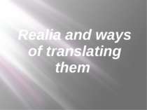 Realia and ways of translating them