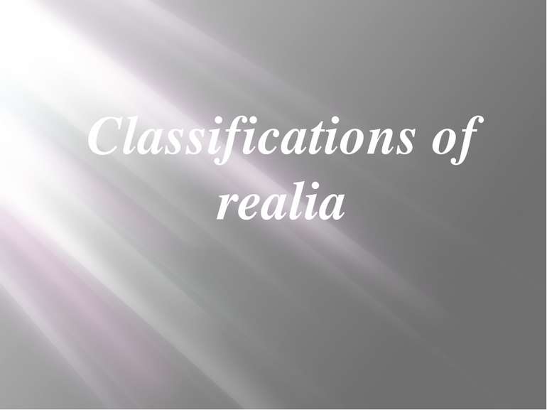 Classifications of realia