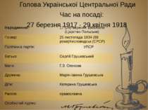 Голова Української Центральної Ради Час на посаді: 27 березня 1917 - 29 квітн...