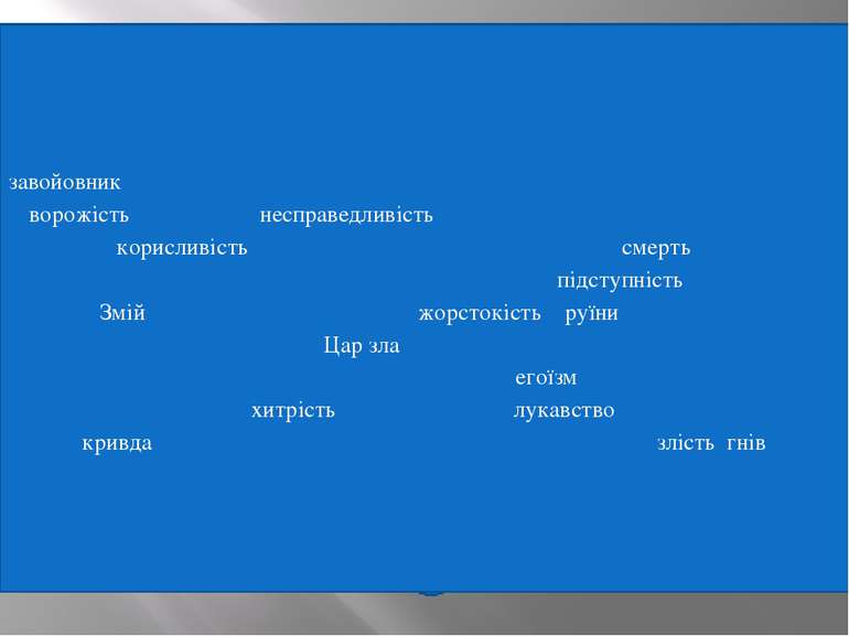 корисливість лукавство Цар зла завойовник підступність Не справед ли вість хи...