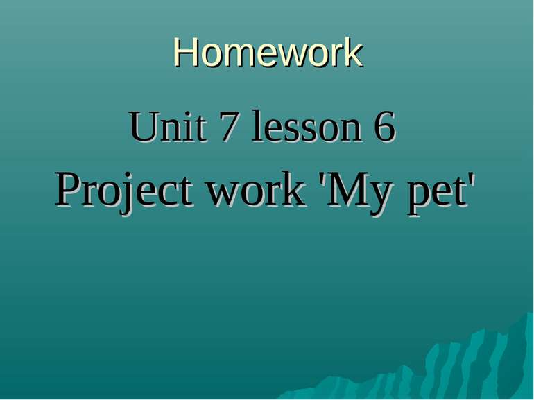 Homework Unit 7 lesson 6 Project work 'My pet'