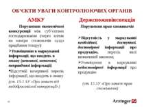 ОБ’ЄКТИ УВАГИ КОНТРОЛЮЮЧИХ ОРГАНІВ АМКУ Порушення економічної конкуренції між...