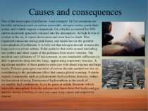 Causes and consequences One of the main types of pollution - road transport. ...