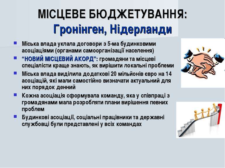 МІСЦЕВЕ БЮДЖЕТУВАННЯ: Гронінген, Нідерланди Міська влада уклала договори з 5-...