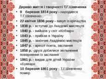 Дерево життя і творчості Т.Г.Шевченка 9 березня 1814 року - народився Т.Г.Шев...