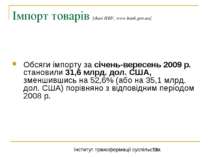 Імпорт товарів [дані НБУ, www.bank.gov.ua] Обсяги імпорту за січень-вересень ...