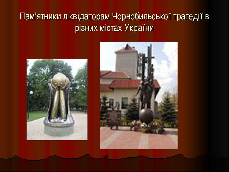 Пам’ятники ліквідаторам Чорнобильської трагедії в різних містах України