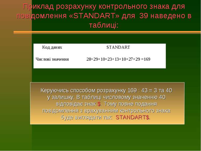 Керуючись способом розрахунку 169 : 43 = 3 та 40 у залишку. В таблиці числово...