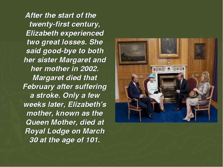 After the start of the twenty-first century, Elizabeth experienced two great ...