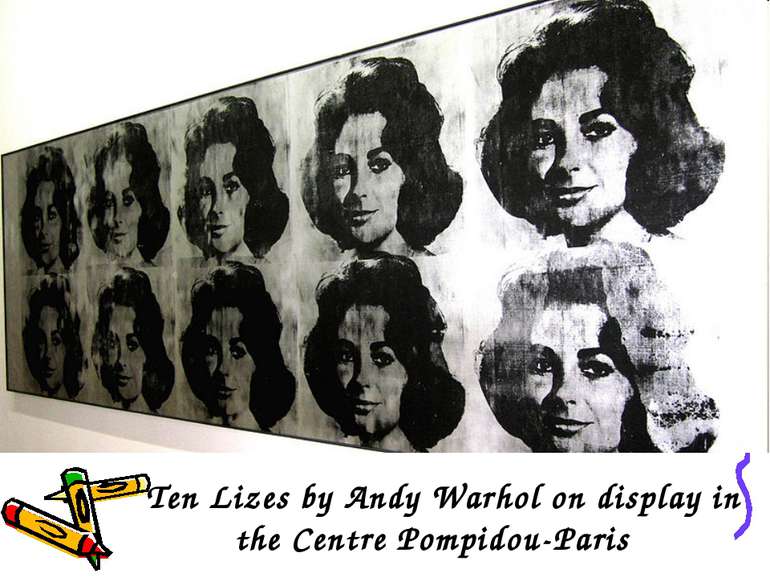 Ten Lizes by Andy Warhol on display in the Centre Pompidou-Paris