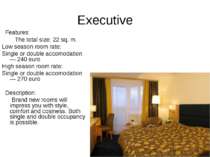 Executive Features: The total size: 22 sq. m. Low season room rate: Single or...