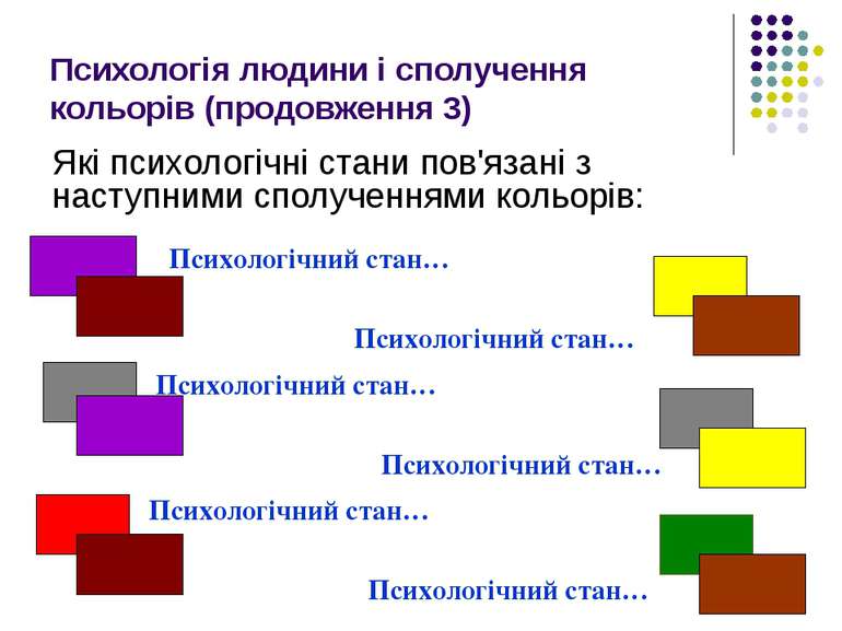 Психологія людини і сполучення кольорів (продовження 3) Які психологічні стан...