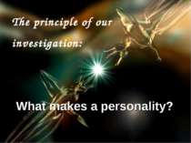 The principle of our investigation: What makes a personality?