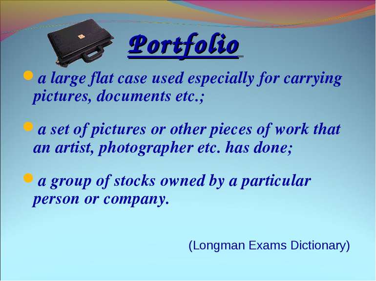 Portfolio a large flat case used especially for carrying pictures, documents ...