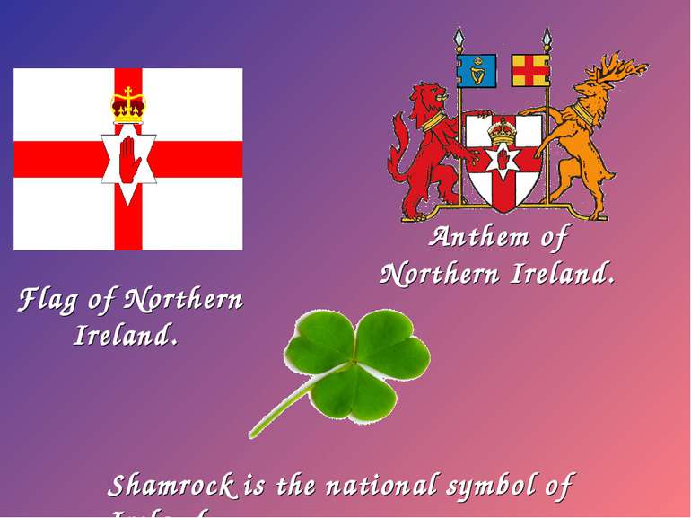Flag of Northern Ireland. Shamrock is the national symbol of Ireland Anthem o...