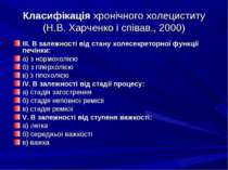 Класифікація хронічного холециститу (Н.В. Харченко і співав., 2000) ІІІ. В за...