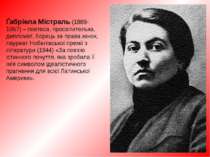 Ґабріела Містраль (1889-1957) – поетеса, просвітителькa, дипломат, борець за ...