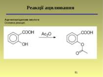 Ацетилсаліцилова кислота Основна реакція: Реакції ацилювання
