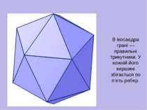 В ікосаедра грані — правильні трикутники. У кожній його вершині збігається по...