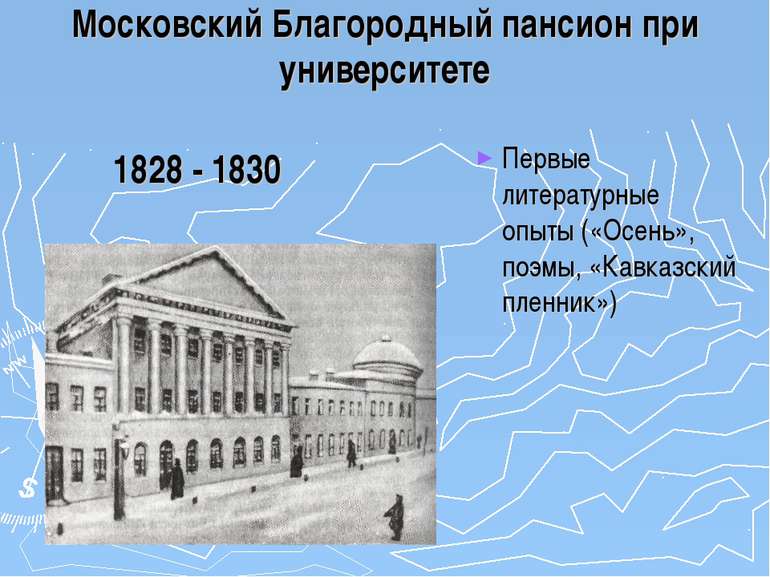 Московский Благородный пансион при университете 1828 - 1830 Первые литературн...