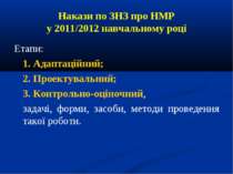 Накази по ЗНЗ про НМР у 2011/2012 навчальному році Етапи: 1. Адаптаційний; 2....