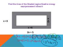 Find the Area of the Shaded region/Знайти площу заштрихованої області x +3 2x...