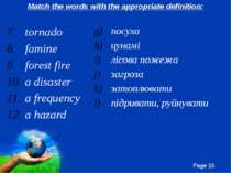 tornado famine forest fire a disaster a frequency a hazard посуха цунамі лісо...