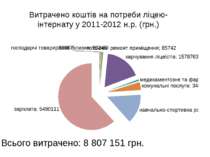 Витрачено коштів на потреби ліцею-інтернату у 2011-2012 н.р. (грн.)