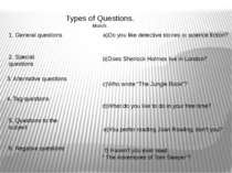 1. General questions 2. Special questions 3. Alternative questions 4. Tag que...